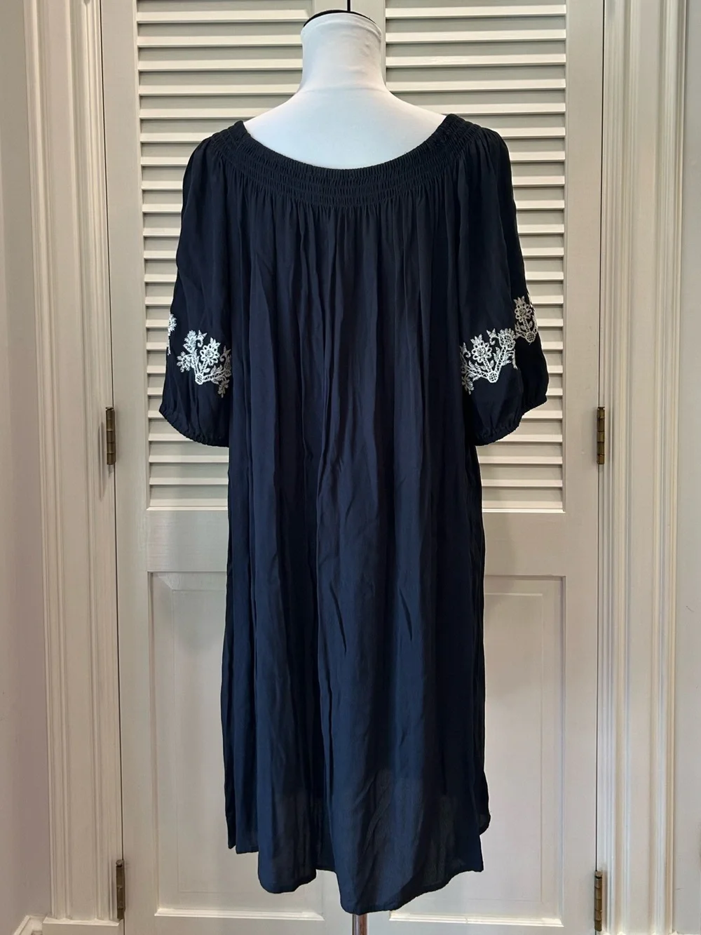Summer Dress with embroidered white design NWT